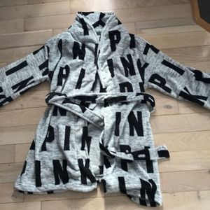 Gray PINK fuzzy robe